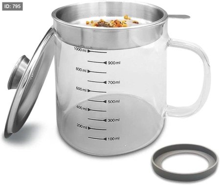 ابريق زيت زجاج مع مصفاة