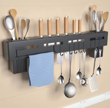 رف منظم ادوات المطبخ اسود