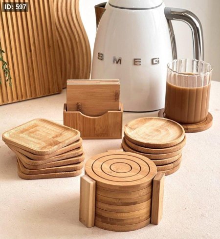 طقم كوسترات بامبو مع نقوش